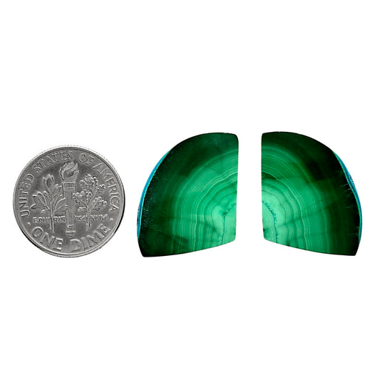 Malachite Eye Pair 15.8x24.3x4.5 mm Fancy Shape Polished Gemstone LS65-04240