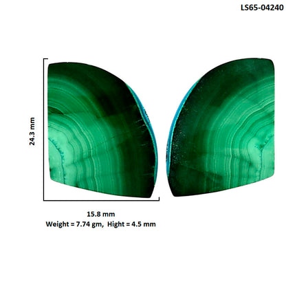 Malachite Eye Pair 15.8x24.3x4.5 mm Fancy Shape Polished Gemstone LS65-04240