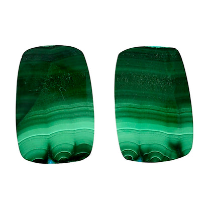 Malachite Eye Pair 13.8x13.8x4.5 mm Baguette Shape Polished Gemstone LS65-04241