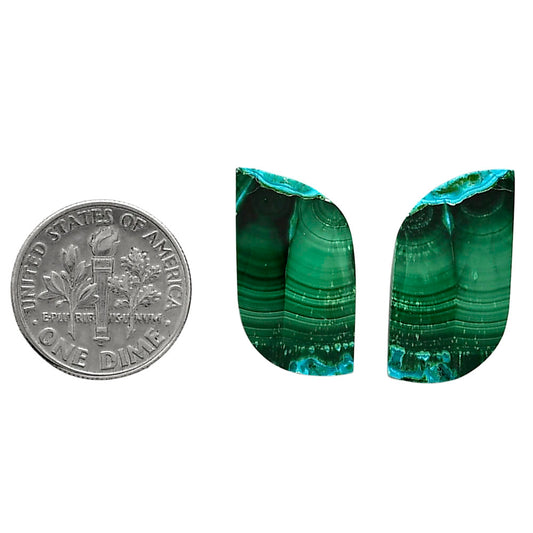 Malachite Eye Pair 11.8x23.5x4 mm Fancy Shape Polished Gemstone LS65-04242