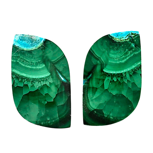 Malachite Eye Pair 14.5x26.6x4.5 mm Fancy Shape Polished Gemstone LS65-04243