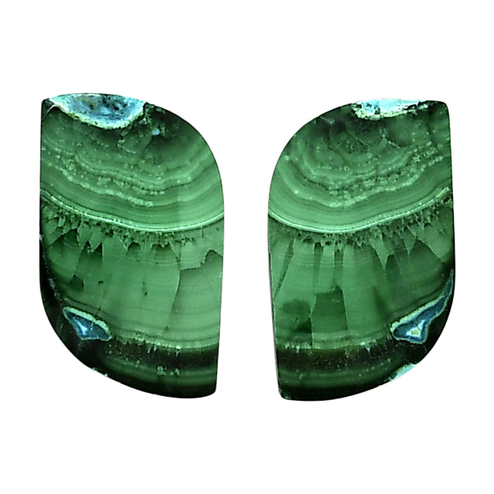 Malachite Eye Pair 13.8x24.7x4 mm Fancy Shape Polished Gemstone LS65-04244
