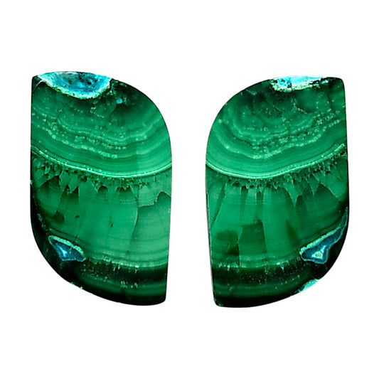Malachite Eye Pair 13.8x24.7x4 mm Fancy Shape Polished Gemstone LS65-04244