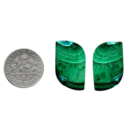 Malachite Eye Pair 13.8x24.7x4 mm Fancy Shape Polished Gemstone LS65-04244