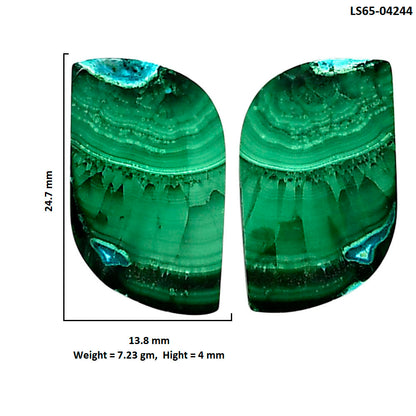 Malachite Eye Pair 13.8x24.7x4 mm Fancy Shape Polished Gemstone LS65-04244