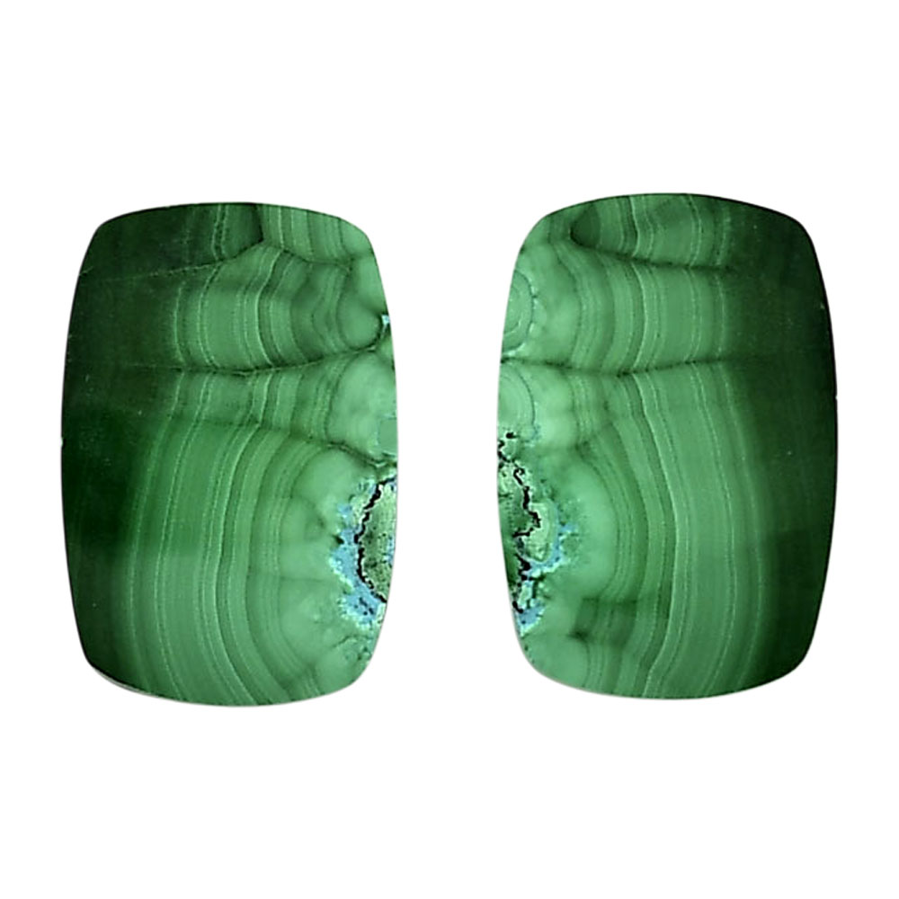 Malachite Eye Pair 14.3x21x4 mm Cushion Shape Polished Gemstone LS65-04245