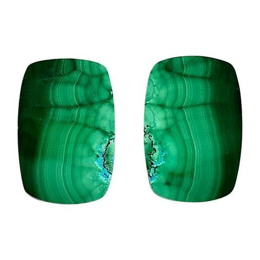 Malachite Eye Pair 14.3x21x4 mm Cushion Shape Polished Gemstone LS65-04245