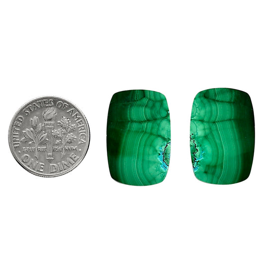 Malachite Eye Pair 14.3x21x4 mm Cushion Shape Polished Gemstone LS65-04245