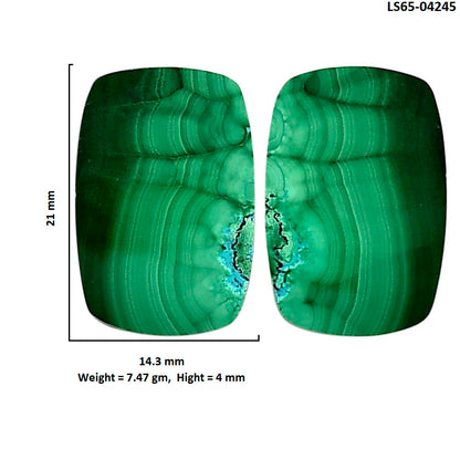 Malachite Eye Pair 14.3x21x4 mm Cushion Shape Polished Gemstone LS65-04245