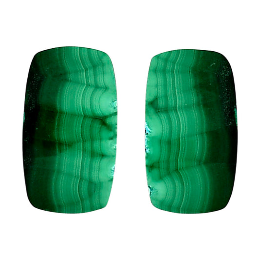 Malachite Eye Pair 12.8x22.6x4 mm Cushion Shape Polished Gemstone LS65-04246