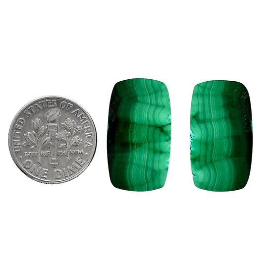 Malachite Eye Pair 12.8x22.6x4 mm Cushion Shape Polished Gemstone LS65-04246