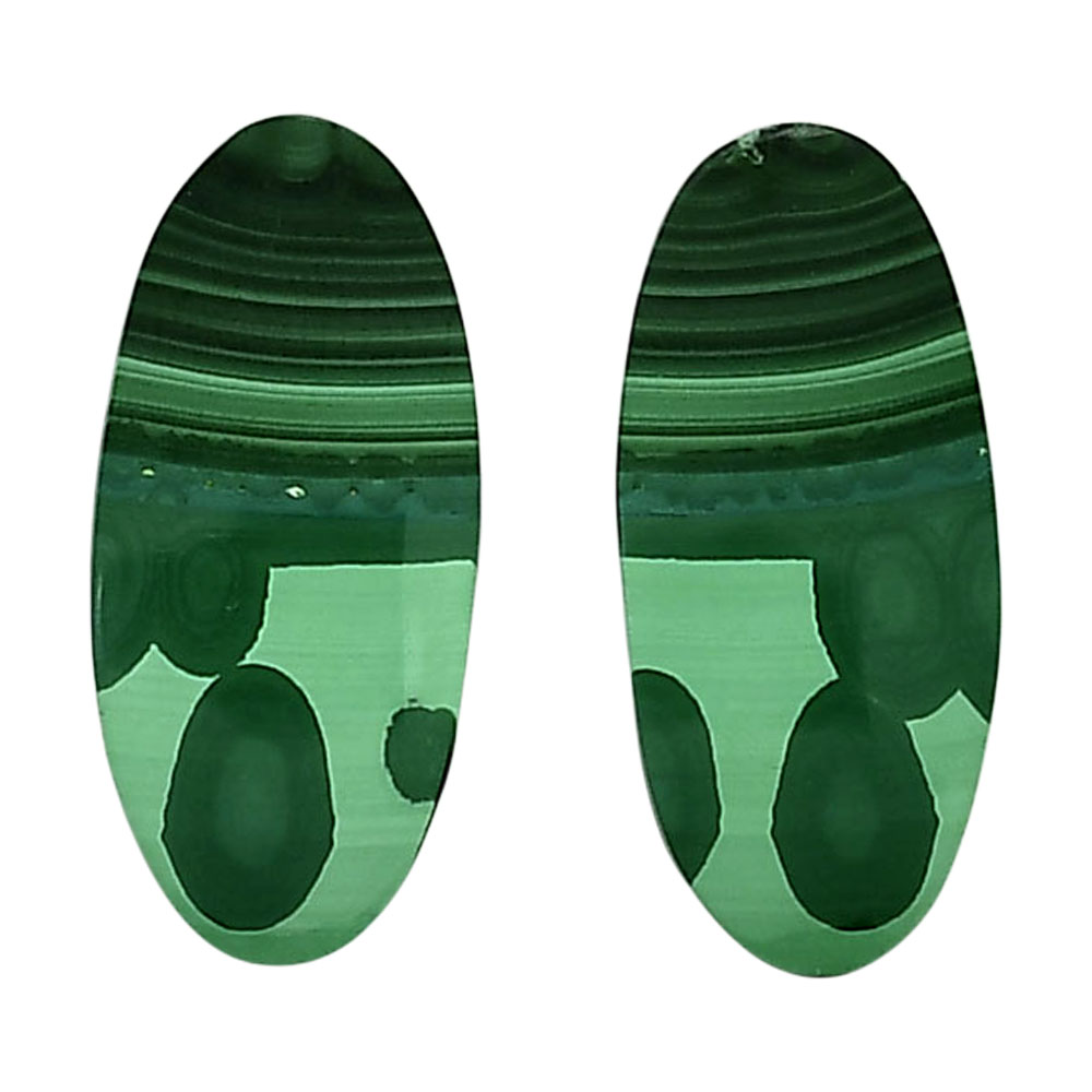 Malachite Eye Pair 12x26.3x4.5 mm Oval Shape Polished Gemstone LS65-04247