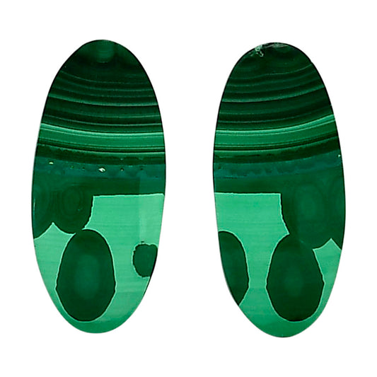 Malachite Eye Pair 12x26.3x4.5 mm Oval Shape Polished Gemstone LS65-04247