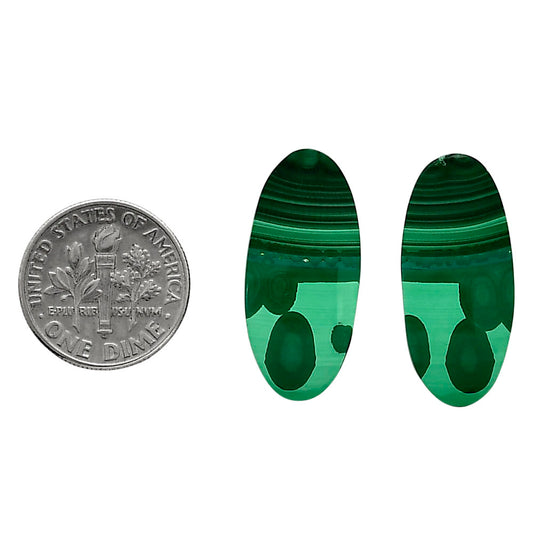 Malachite Eye Pair 12x26.3x4.5 mm Oval Shape Polished Gemstone LS65-04247