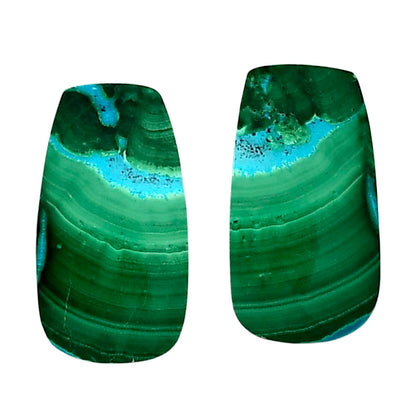 Malachite Eye Pair 12.7x23.15x4.5 mm Baguette Shape Polished Gemstone LS65-04248