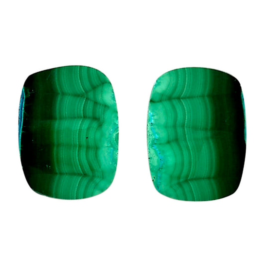 Malachite Eye Pair 15x20x4 mm Cushion Shape Polished Gemstone LS65-04249