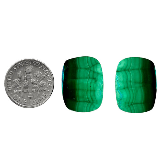 Malachite Eye Pair 15x20x4 mm Cushion Shape Polished Gemstone LS65-04249