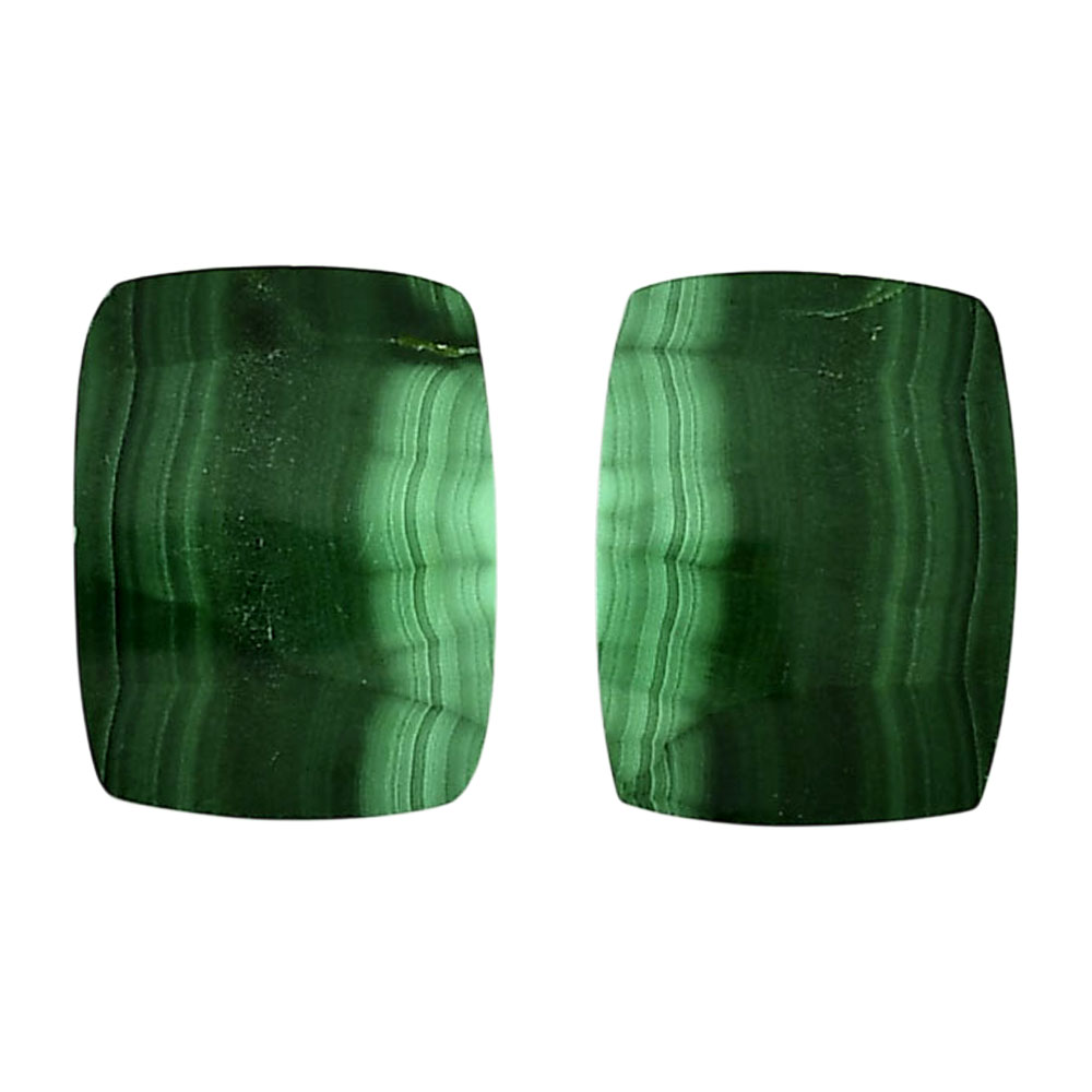 Malachite Eye Pair 15.5x20.1x4 mm Baguette Shape Polished Gemstone LS65-04250