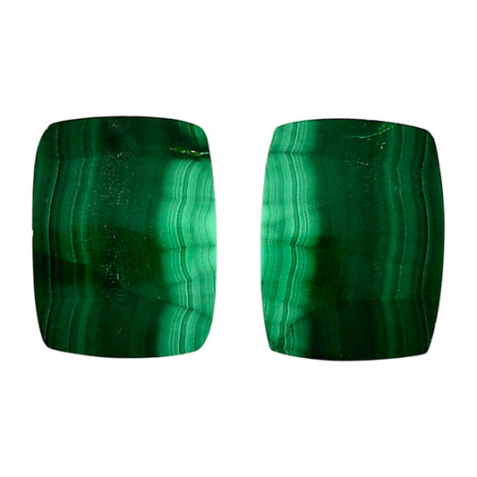 Malachite Eye Pair 15.5x20.1x4 mm Baguette Shape Polished Gemstone LS65-04250
