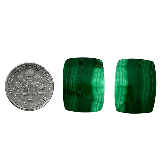 Malachite Eye Pair 15.5x20.1x4 mm Baguette Shape Polished Gemstone LS65-04250