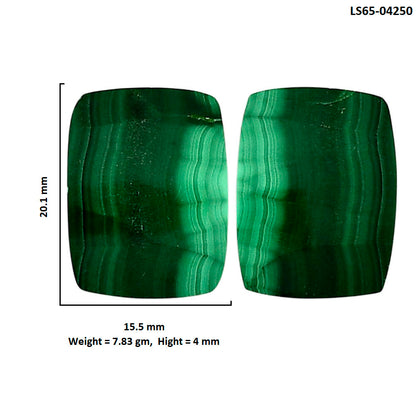 Malachite Eye Pair 15.5x20.1x4 mm Baguette Shape Polished Gemstone LS65-04250