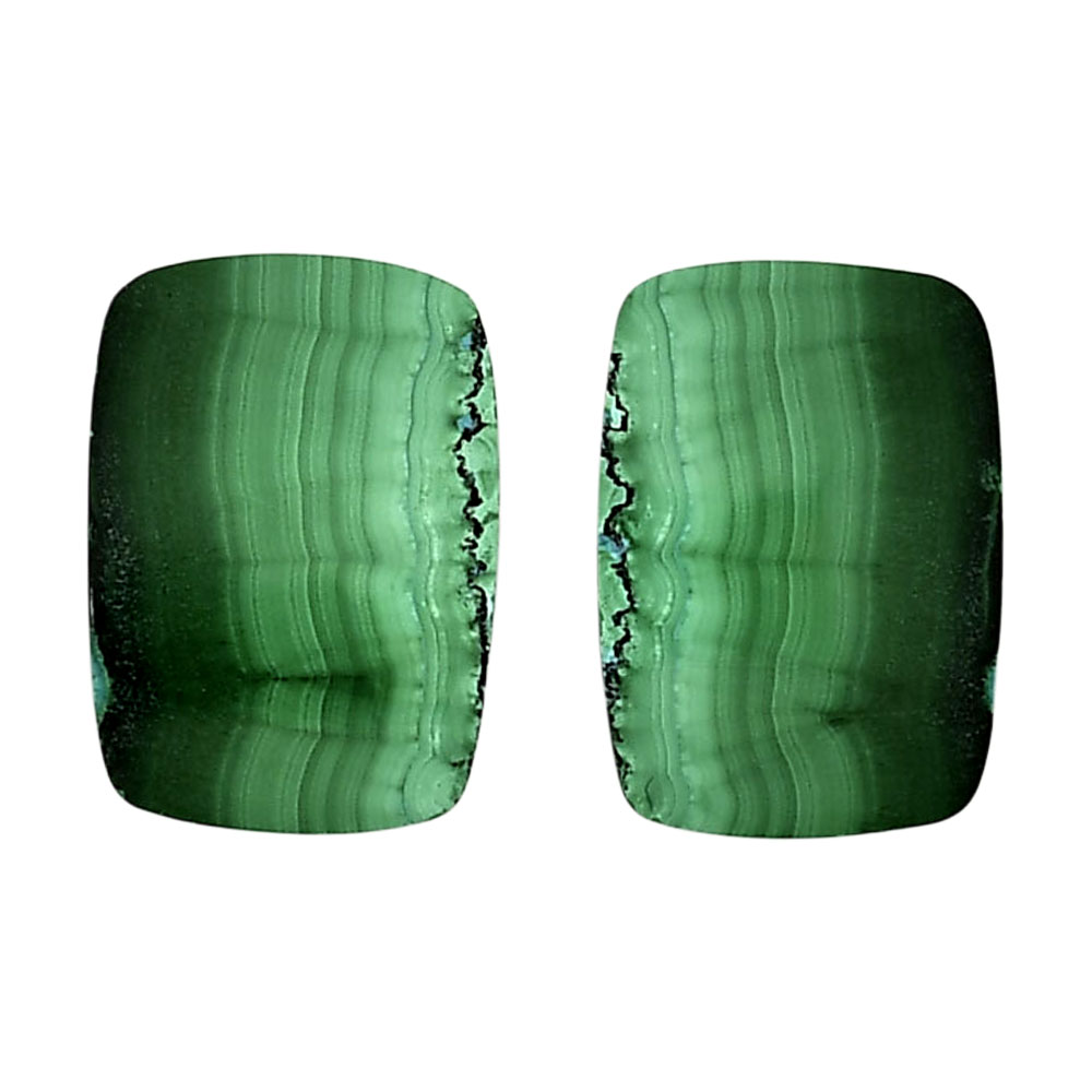 Malachite Eye Pair 15.7x22.2x4.5 mm Cushion Shape Polished Gemstone LS65-04251