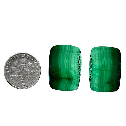Malachite Eye Pair 15.7x22.2x4.5 mm Cushion Shape Polished Gemstone LS65-04251
