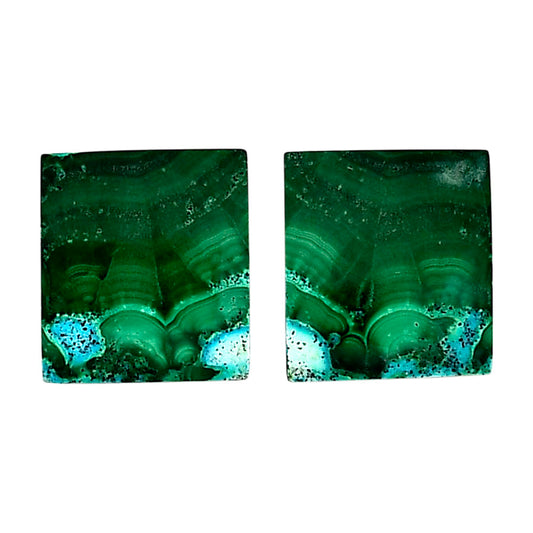 Malachite Eye Pair 16.6x18.5x4.5 mm Baguette Shape Polished Gemstone LS65-04252