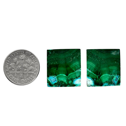 Malachite Eye Pair 16.6x18.5x4.5 mm Baguette Shape Polished Gemstone LS65-04252