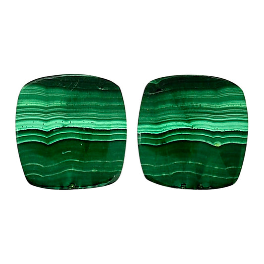 Malachite Eye Pair 16x16.6x3.5 mm Baguette Shape Polished Gemstone LS65-04253