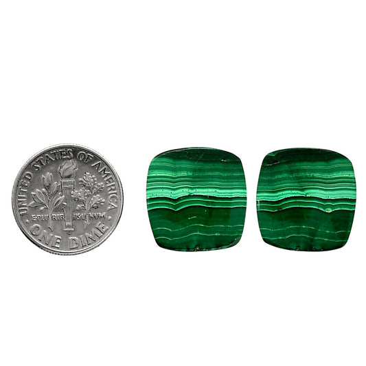 Malachite Eye Pair 16x16.6x3.5 mm Baguette Shape Polished Gemstone LS65-04253