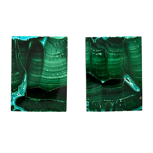 Malachite Eye Pair 12.4x16.5x4 mm Baguette Shape Polished Gemstone LS65-04254
