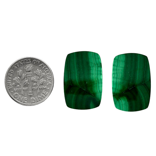 Malachite Eye Pair 14.2x21.25x4 mm Cushion Shape Polished Gemstone LS65-04255