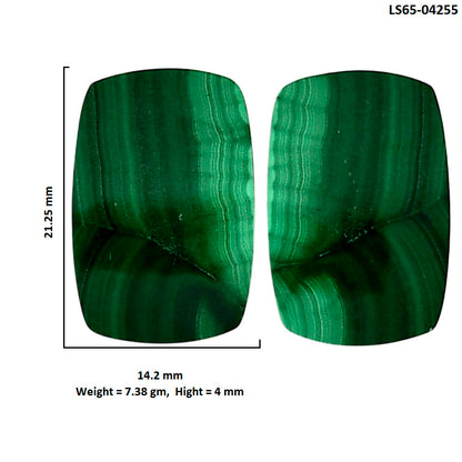 Malachite Eye Pair 14.2x21.25x4 mm Cushion Shape Polished Gemstone LS65-04255