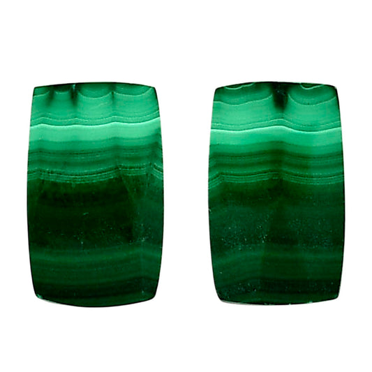 Malachite Eye Pair 11.7x19.25x4.5 mm Baguette Shape Polished Gemstone LS65-04256