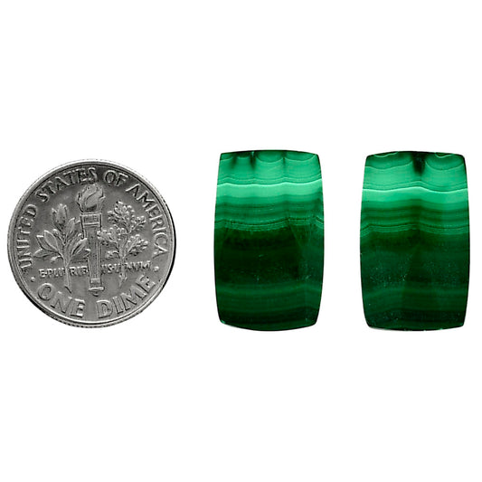 Malachite Eye Pair 11.7x19.25x4.5 mm Baguette Shape Polished Gemstone LS65-04256