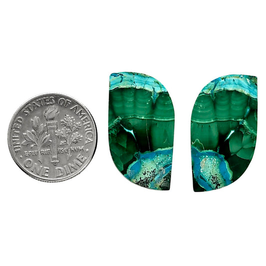 Malachite Eye Pair 13.3x25.8x4 mm Fancy Shape Polished Gemstone LS65-04257