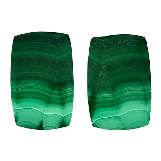 Malachite Eye Pair 12.75x19.3x4.5 mm Baguette Shape Polished Gemstone LS65-04258