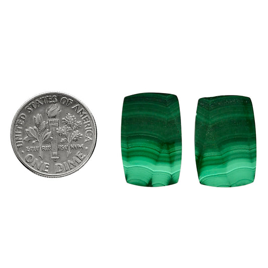 Malachite Eye Pair 12.75x19.3x4.5 mm Baguette Shape Polished Gemstone LS65-04258