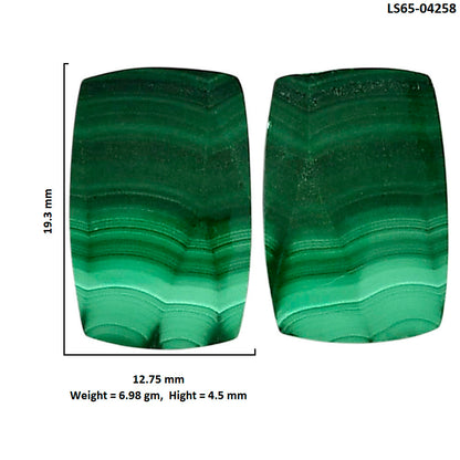 Malachite Eye Pair 12.75x19.3x4.5 mm Baguette Shape Polished Gemstone LS65-04258