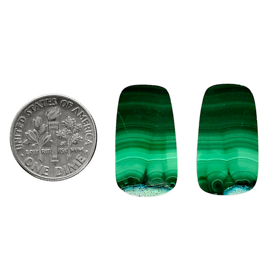 Malachite Eye Pair 12.8x22.8x4.5 mm Fancy Shape Polished Gemstone LS65-04259