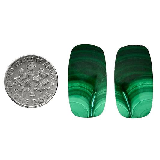 Malachite Eye Pair 13x24.35x4 mm Cushion Shape Polished Gemstone LS65-04260
