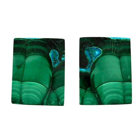 Malachite Eye Pair 15.7x20.1x4.5 mm Baguette Shape Polished Gemstone LS65-04261