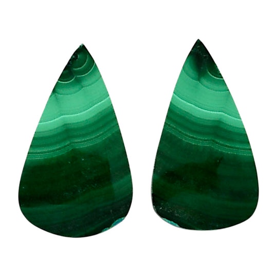 Malachite Eye Pair 13.5x23.25x4 mm Pear Shape Polished Gemstone LS65-04262