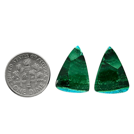 Malachite Eye Pair 13.7x18.7x4 mm Fancy Shape Polished Gemstone LS65-04263