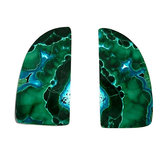 Malachite Eye Pair 11.15x20.5x3.5 mm Fancy Shape Polished Gemstone LS65-04264