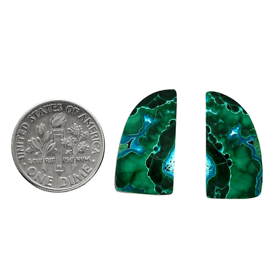 Malachite Eye Pair 11.15x20.5x3.5 mm Fancy Shape Polished Gemstone LS65-04264