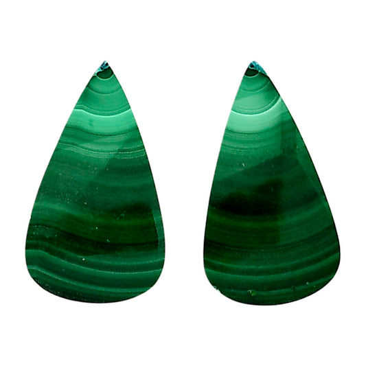 Malachite Eye Pair 13.7x14.1x4 mm Pear Shape Polished Gemstone LS65-04265