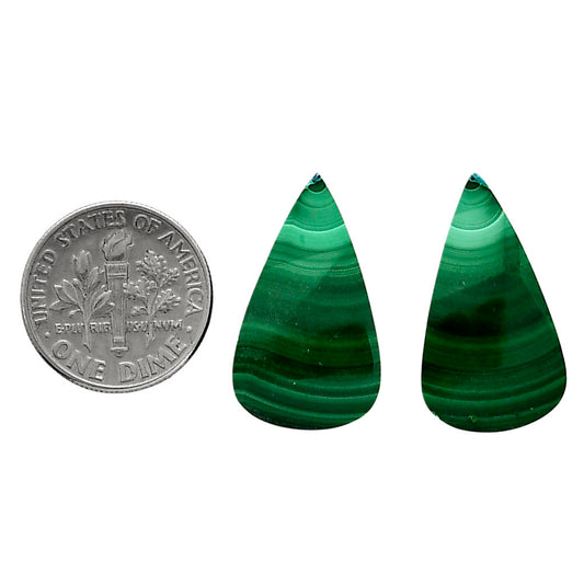 Malachite Eye Pair 13.7x14.1x4 mm Pear Shape Polished Gemstone LS65-04265