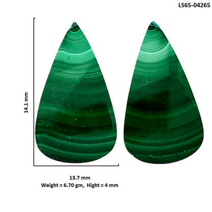Malachite Eye Pair 13.7x14.1x4 mm Pear Shape Polished Gemstone LS65-04265
